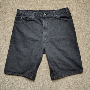 Vintage LEVI'S 550 Jean Shorts Men 38 Black Orange Tab 90s Denim Grunge USA
